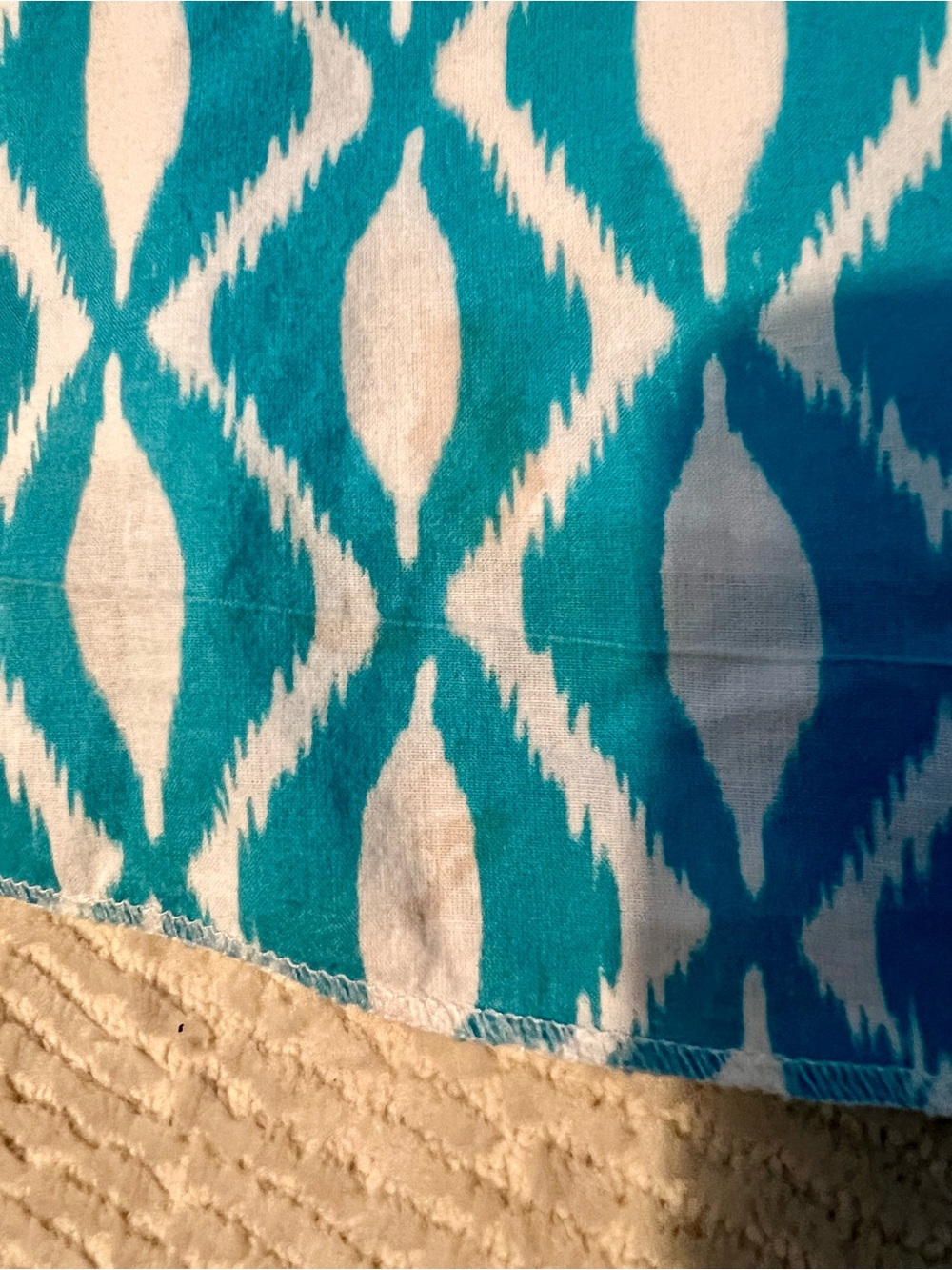 Oscar de la Renta Turquoise and White Ikat Printed Shift Dress Sz 5 - Picture 7 of 7